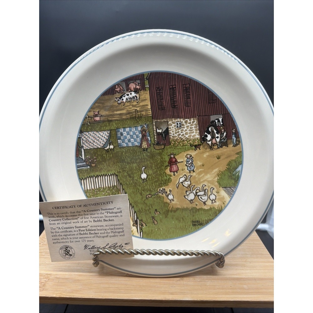 Pfaltzgraff Bobbi Becker Plate A Country Summer Farm Scene 10" First Edition